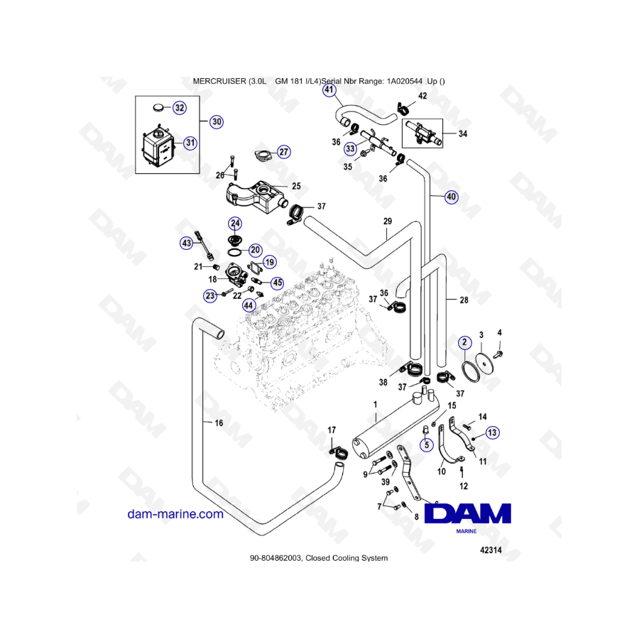 MERCRUISER 3.0L GM181 - Closed cooling system 