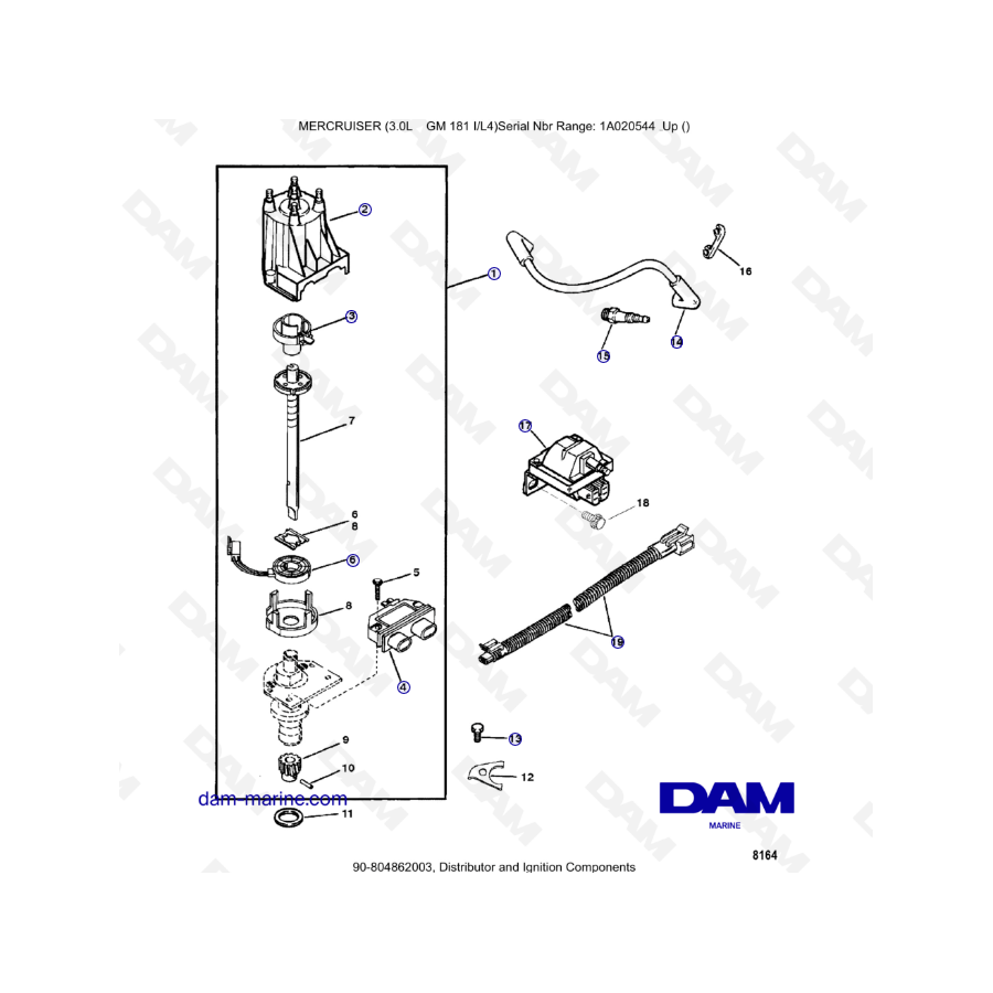 MERCRUISER 3.0L GM181 - Distribuidor y componentes de encendido
