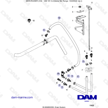 MERCRUISER 3.0L GM181 - Drain system
