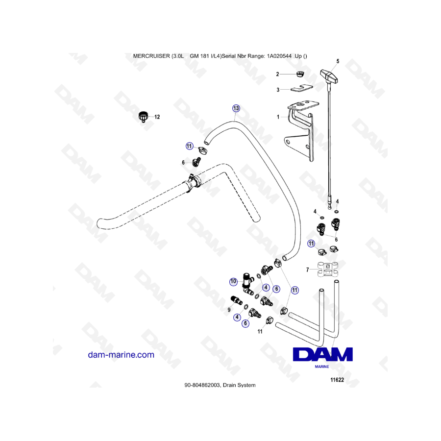 MERCRUISER 3.0L GM181 - Drain system 
