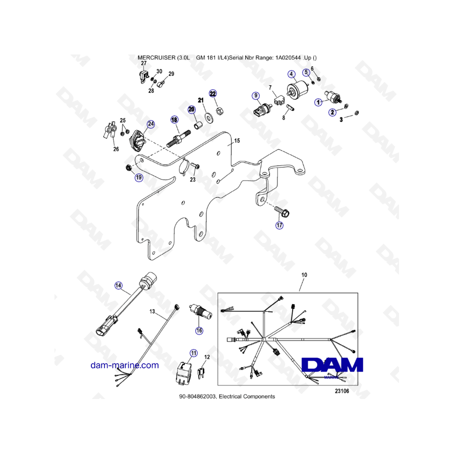 MERCRUISER 3.0L GM181 - Electrical components