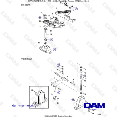 MERCRUISER 3.0L GM181 - Engine mounting
