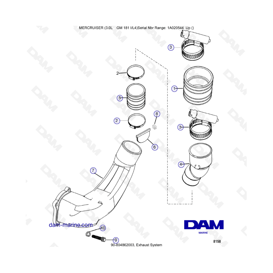 MERCRUISER 3.0L GM181 - Exhaust system