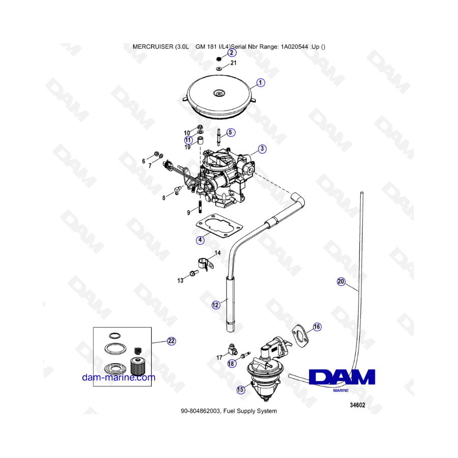 MERCRUISER 3.0L GM181 - Fuel supply system