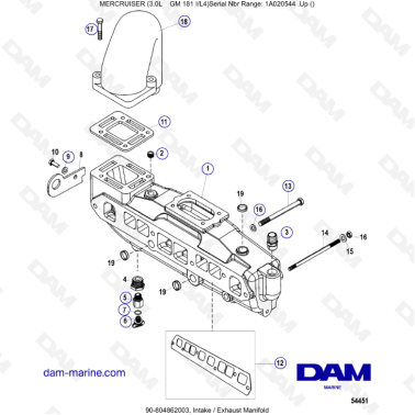 MERCRUISER 3.0L GM181 - Intake manifold & exhaust manifold