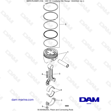 MERCRUISER 3.0L GM181 - Piston & connecting rods
