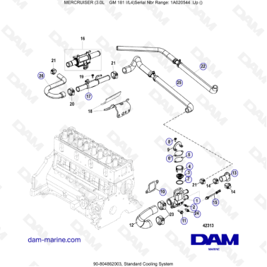 MERCRUISER 3.0L GM181 - Standard cooling system