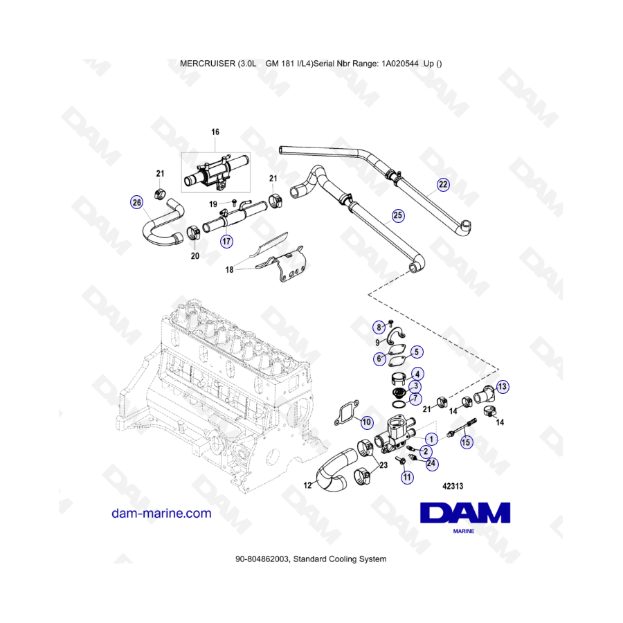 MERCRUISER 3.0L GM181 - Standard cooling system