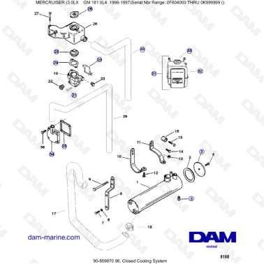 MERCRUISER 3.0LX GM181 - Closed cooling system