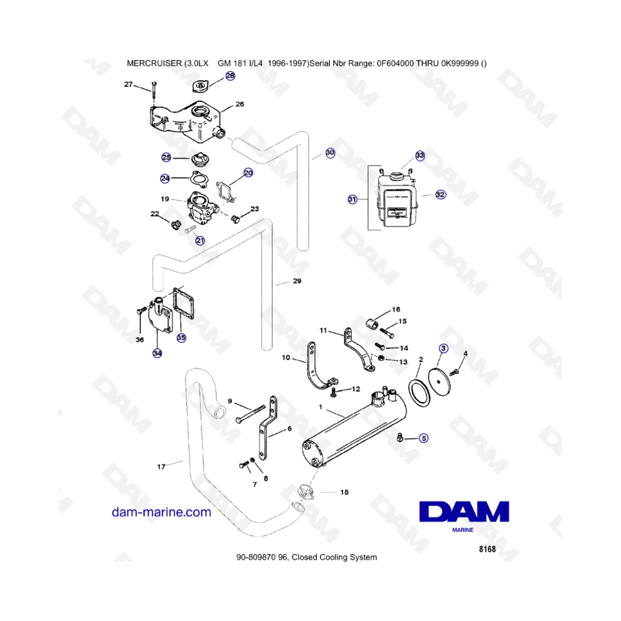MERCRUISER 3.0LX GM181 - Closed cooling system
