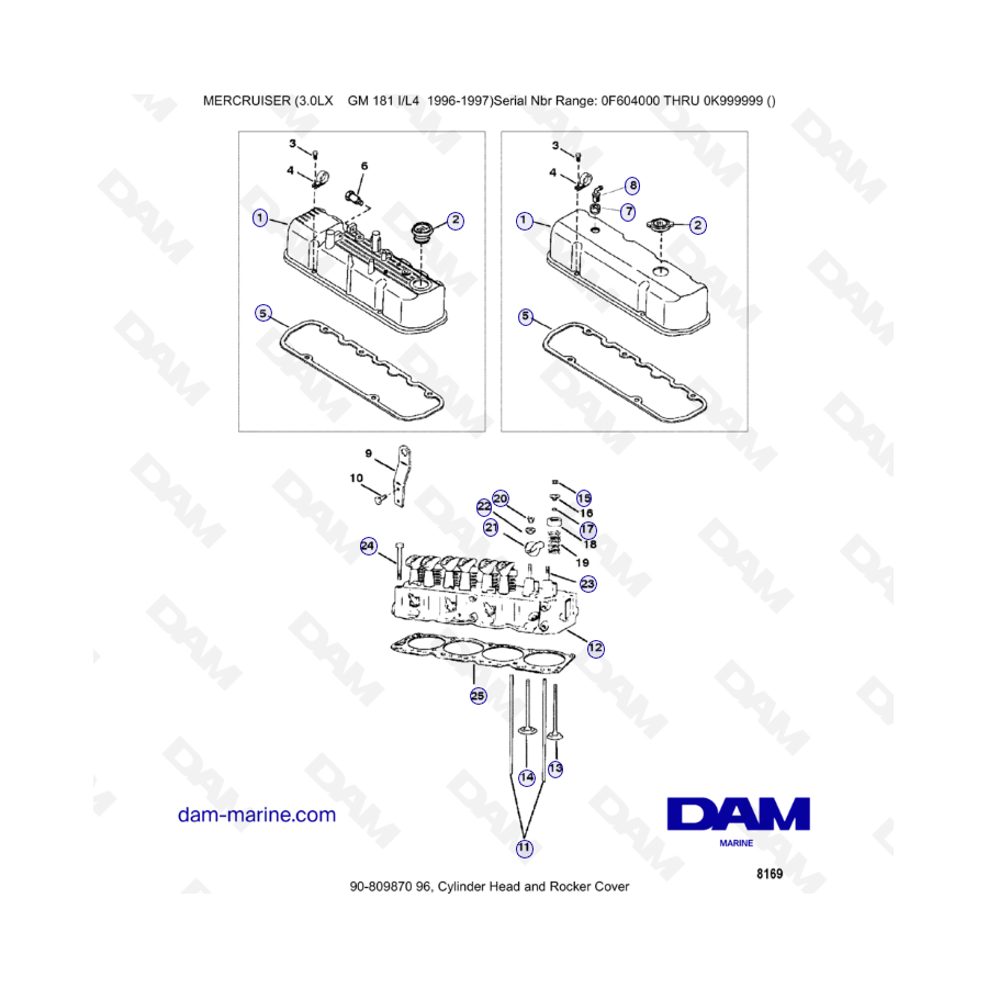 MERCRUISER 3.0LX GM181 - Cylinder head & rocker cover