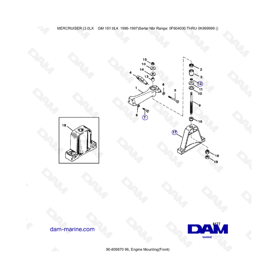 MERCRUISER 3.0LX GM181 - Engine mounting