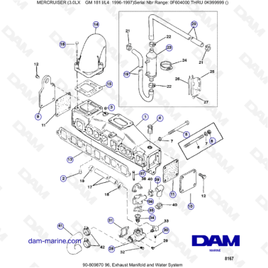 MERCRUISER 3.0LX GM181 - Exhaust manifold & water system