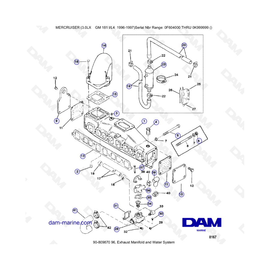 MERCRUISER 3.0LX GM181 - Exhaust manifold & water system