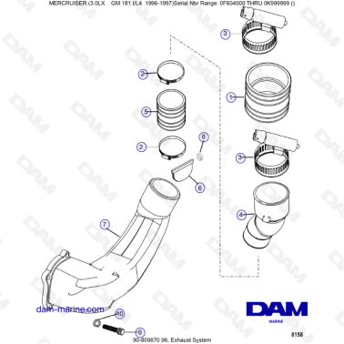 MERCRUISER 3.0LX GM181 - Exhaust system