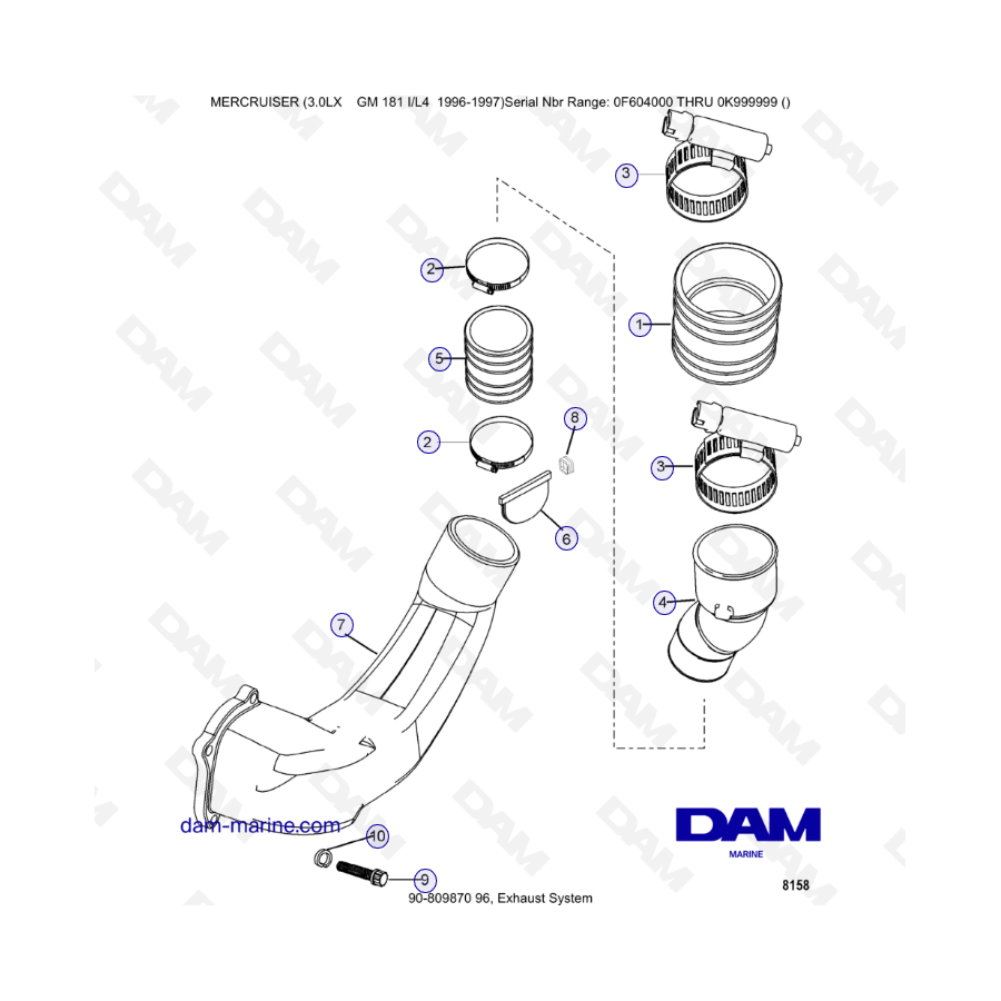 MERCRUISER 3.0LX GM181 - Exhaust system