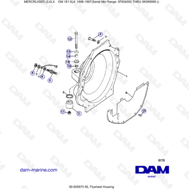 MERCRUISER 3.0LX GM181 - Flywheel housing