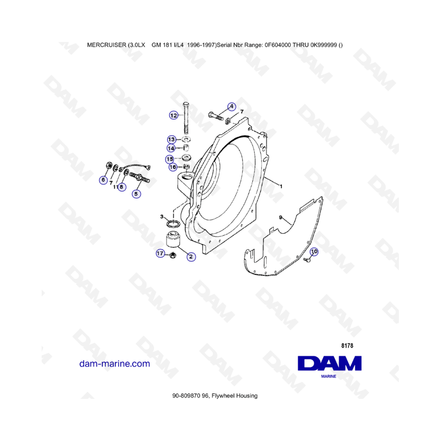 MERCRUISER 3.0LX GM181 - Flywheel housing