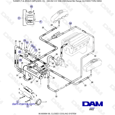 MERCRUISER 7.4L BRAVO MPI (G6) - Closed cooling system