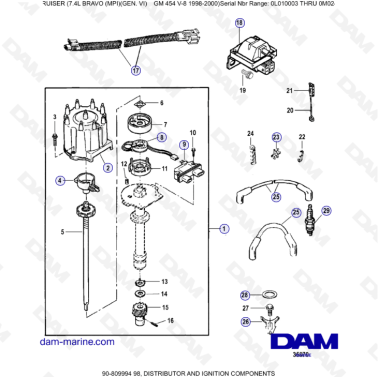 MERCRUISER 7.4L BRAVO MPI (G6) - DISTRIBUTOR AND IGNITION COMPONENTS