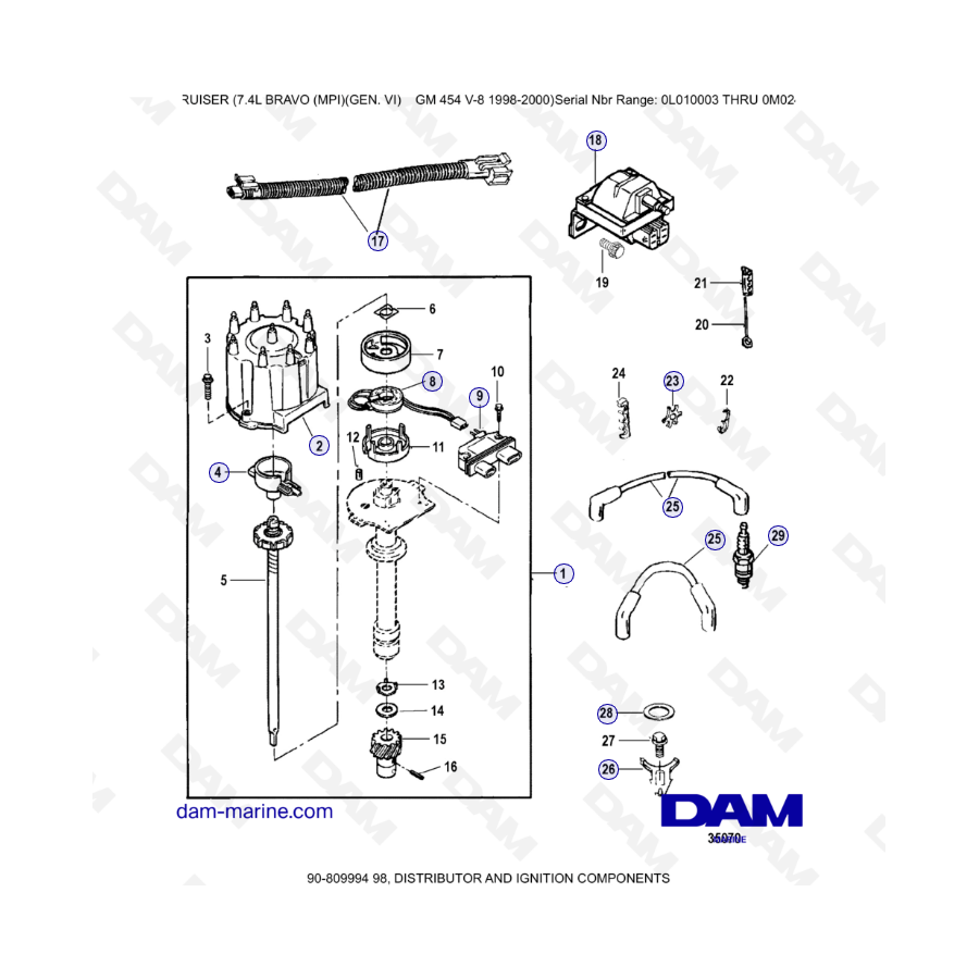 MERCRUISER 7.4L BRAVO MPI (G6) - DISTRIBUTOR AND IGNITION COMPONENTS