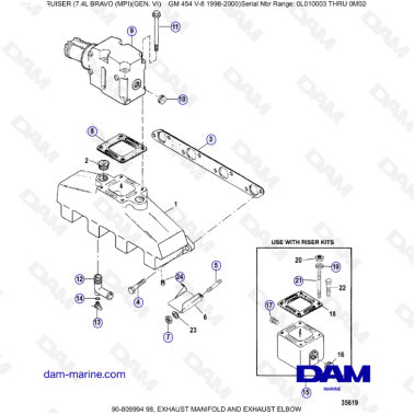 MERCRUISER 7.4L BRAVO MPI (G6) - Exhaust manifold & Exhaust elbow