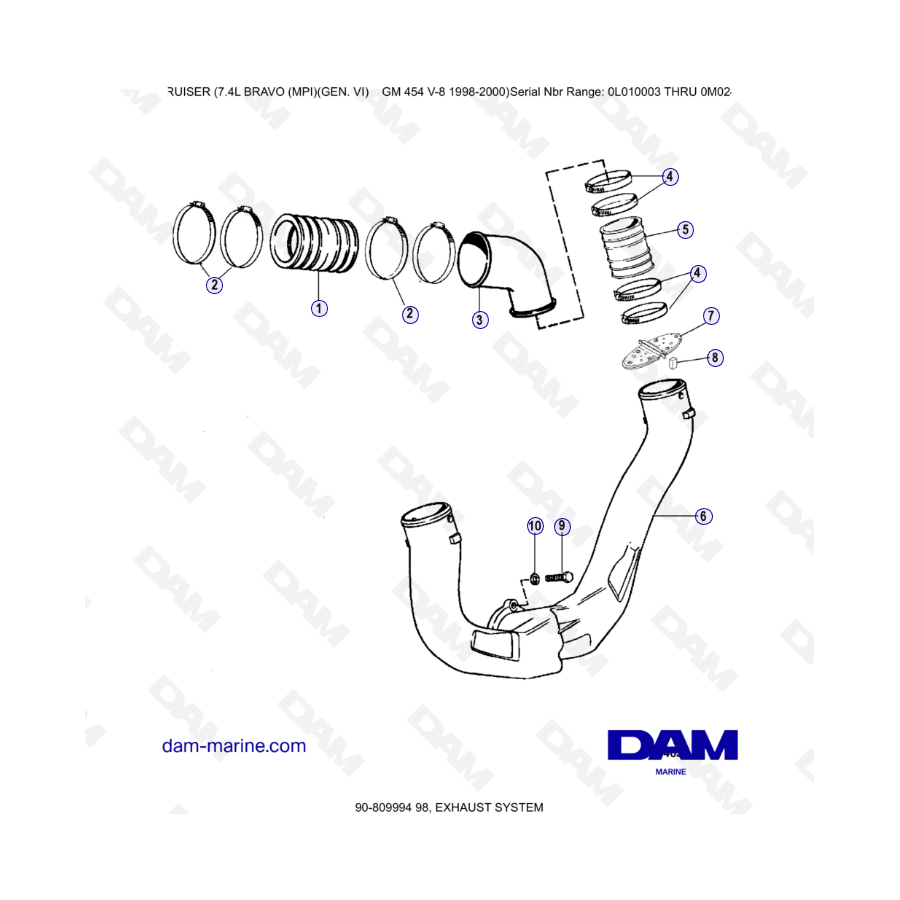 MERCRUISER 7.4L BRAVO MPI (G6) - Exhaust system
