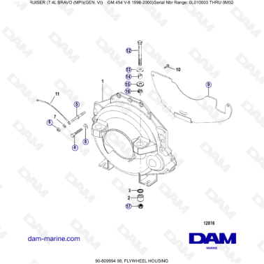 MERCRUISER 7.4L BRAVO MPI (G6) - Flywheel housing