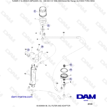 MERCRUISER 7.4L BRAVO MPI (G6) - Oil filter and adaptor