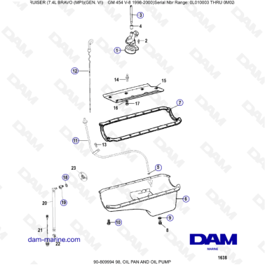 MERCRUISER 7.4L BRAVO MPI (G6) - Oil pan & Oil pump
