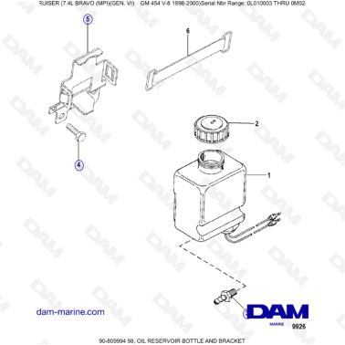 MERCRUISER 7.4L BRAVO MPI (G6) - Oil reservoir bottle and bracket