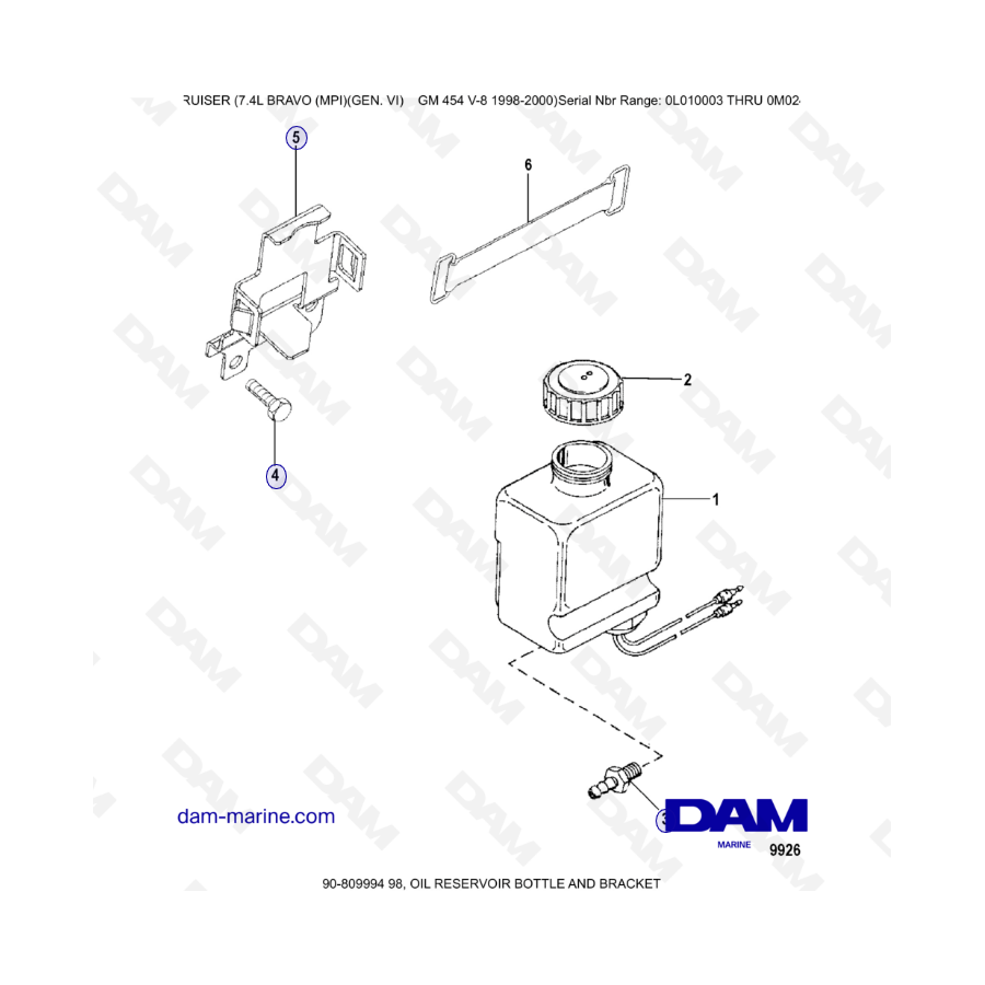MERCRUISER 7.4L BRAVO MPI (G6) - Oil reservoir bottle and bracket