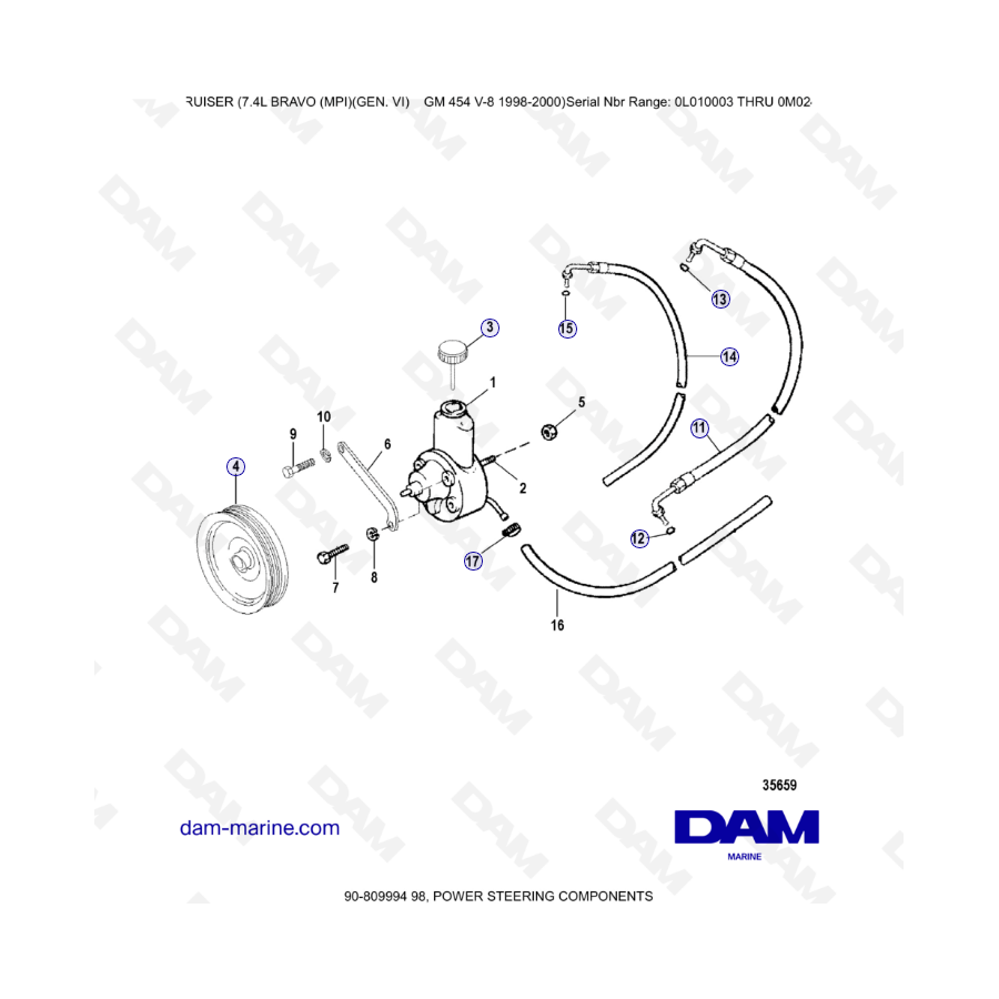 MERCRUISER 7.4L BRAVO MPI (G6) - Power steering components