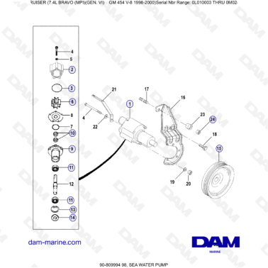 MERCRUISER 7.4L BRAVO MPI (G6) - Sea water pump