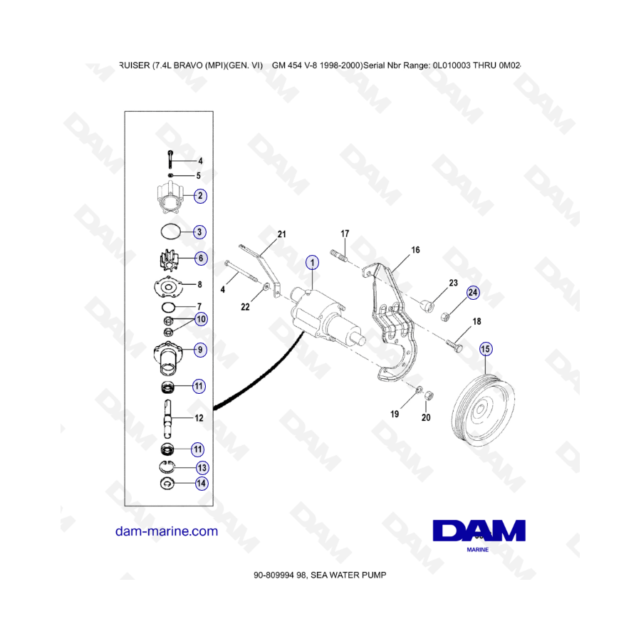 MERCRUISER 7.4L BRAVO MPI (G6) - Sea water pump