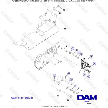 MERCRUISER 7.4L BRAVO MPI (G6) - Shift bracket
