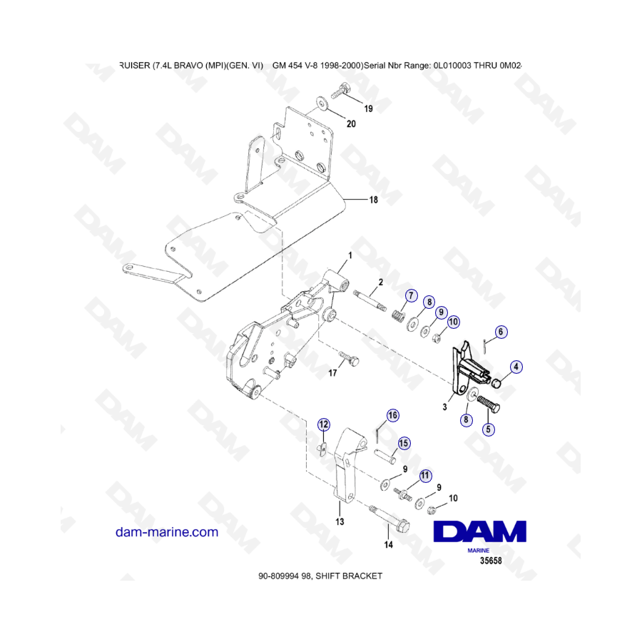 MERCRUISER 7.4L BRAVO MPI (G6) - Shift bracket
