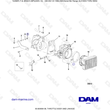 MERCRUISER 7.4L BRAVO MPI (G6) - Throttle body & linkage