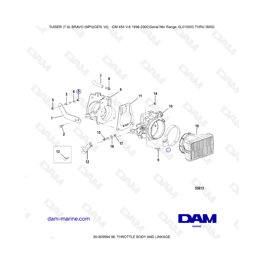MERCRUISER 7.4L BRAVO MPI (G6) - Throttle body & linkage