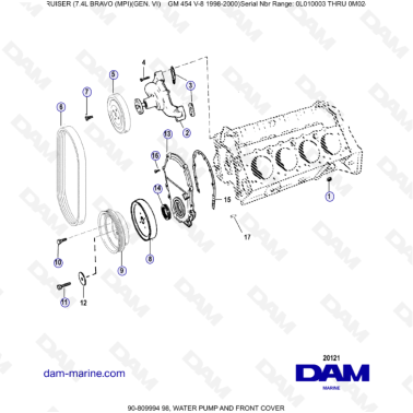 MERCRUISER 7.4L BRAVO MPI (G6) - Water pump & front cover