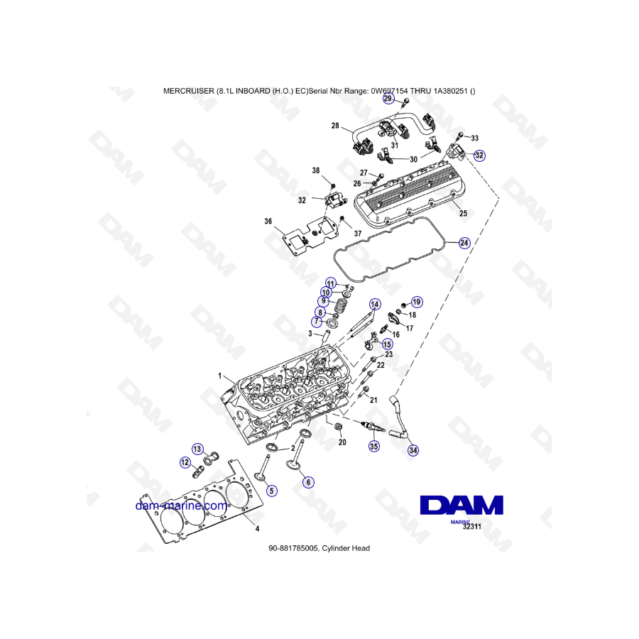 MERCRUISER 8.1L INBOARD (H.O) - Cylinder head