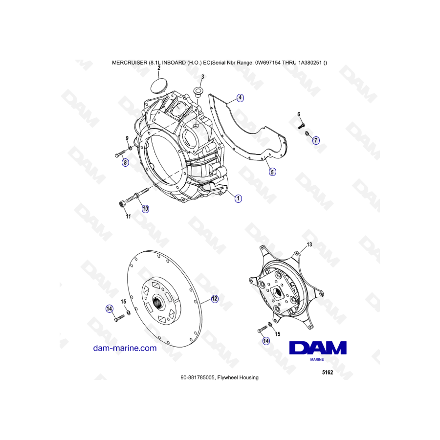 MERCRUISER 8.1L INBOARD (H.O) - Flywheel housing