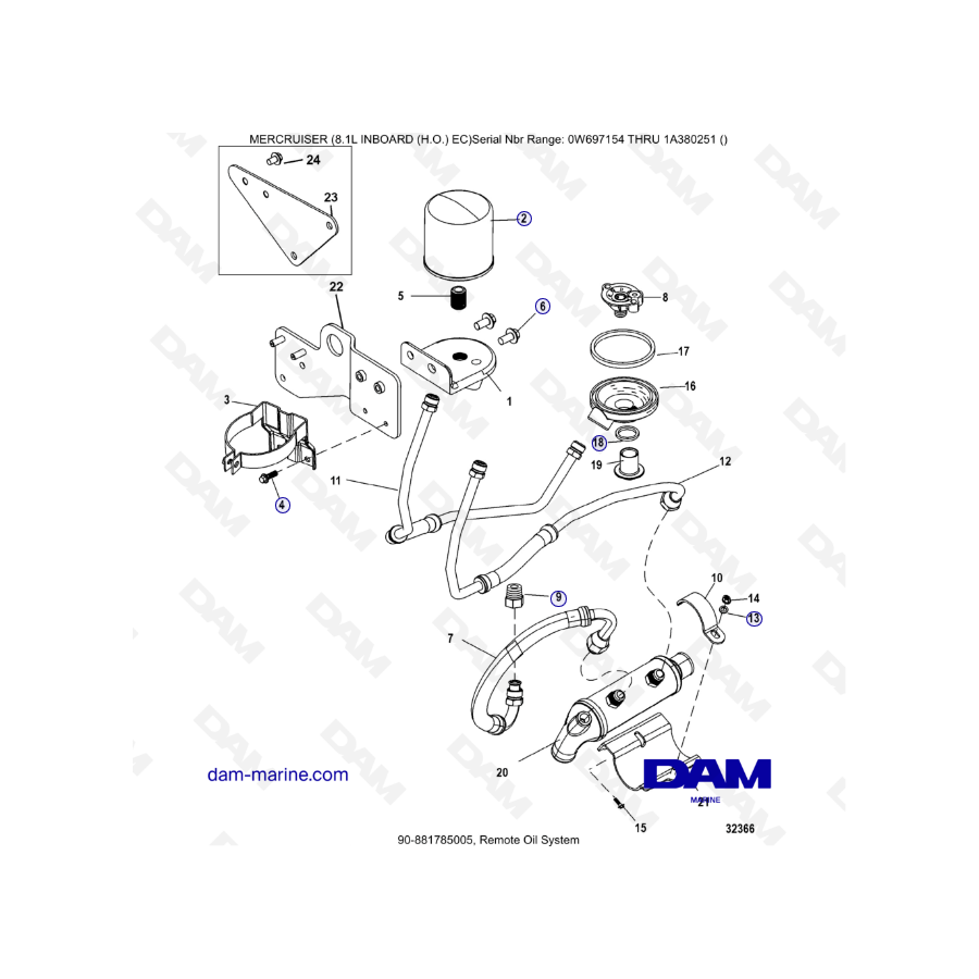 MERCRUISER 8.1L INBOARD (HO) - Sistema de aceite remoto
