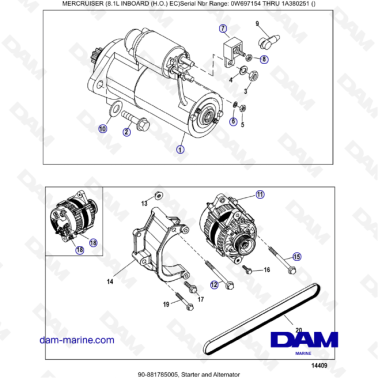 MERCRUISER 8.1L INBOARD (H.O) - Starter & alternator