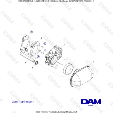 MERCRUISER 8.1L INBOARD (H.O) - Throttle body, digital throttle, shift