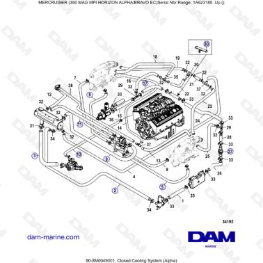MERCRUISER 350 MAG MPI HORIZON - Closed cooling system Alpha / Bravo