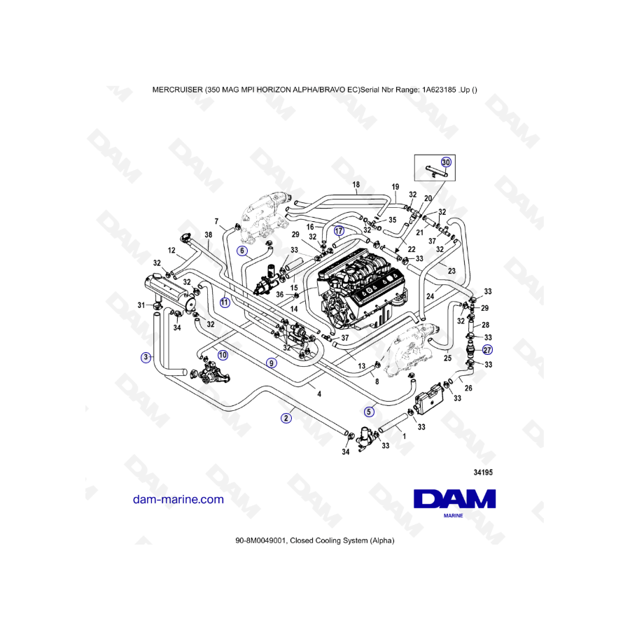 MERCRUISER 350 MAG MPI HORIZON - Closed cooling system Alpha / Bravo