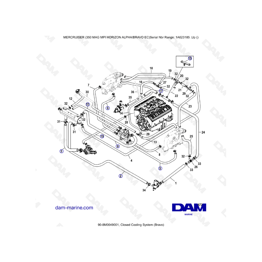 MERCRUISER 350 MAG MPI HORIZON - closed cooling system (bravo)