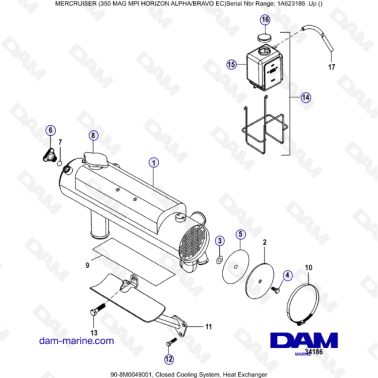 MERCRUISER 350 MAG MPI HORIZON - Closed cooling system, heat exchanger