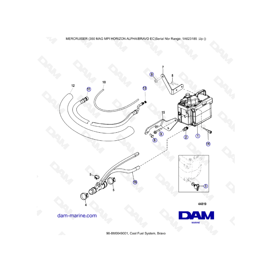 MERCRUISER 350 MAG MPI HORIZON - Sistema de combustible frío, Bravo 